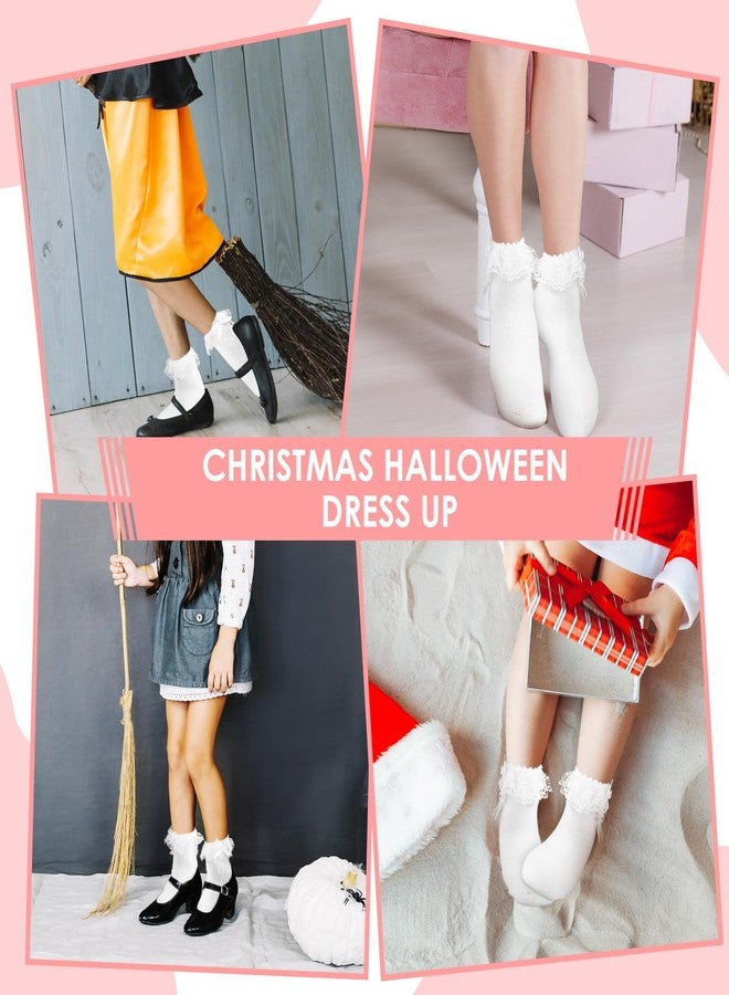 WLLHYF Women Frilly Ankle Socks Soft White Ruffle Lace Cute Socks for Women, 3-5 - Image 5