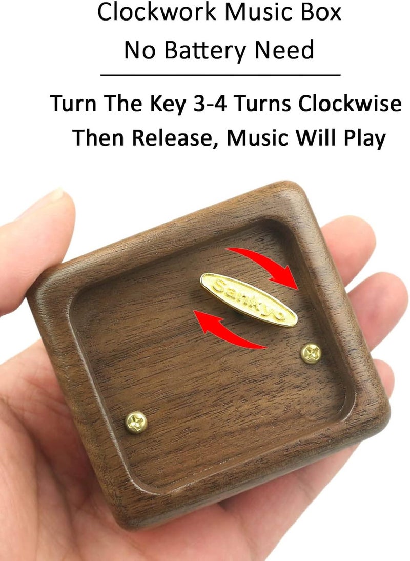Sinzyo Music Box Vintage Wood Carved Mechanism Musical Boxs Gift for Birthday Valentine's Day Christmas Day(Castle in The Sky-Walnut Wood Box) - Image 3
