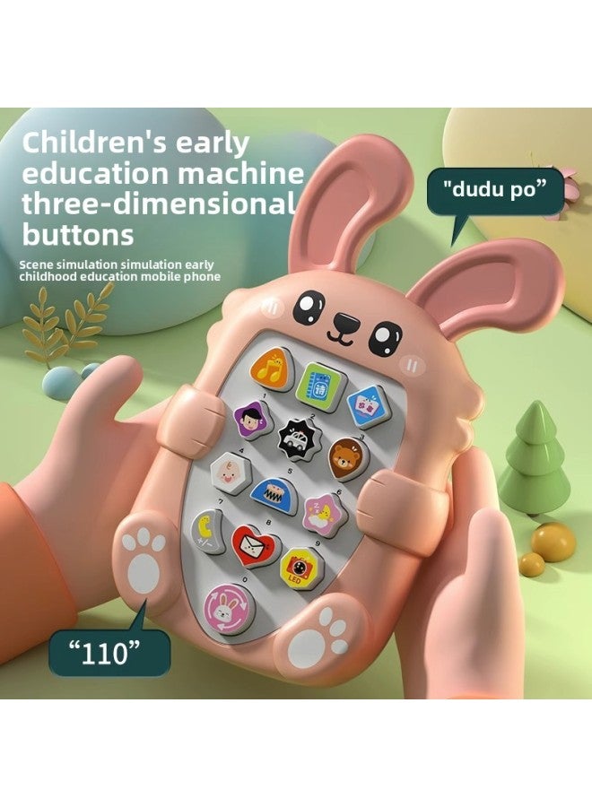 Children's Mobile Phone Toys Boys And Girls Baby Puzzle Early Education Baby Bite Music Model Simulation Telephone-Color:Bunny⭐◆ Pink (battery Version + Anti-drop Lanyard + Screwdriver) - Image 4