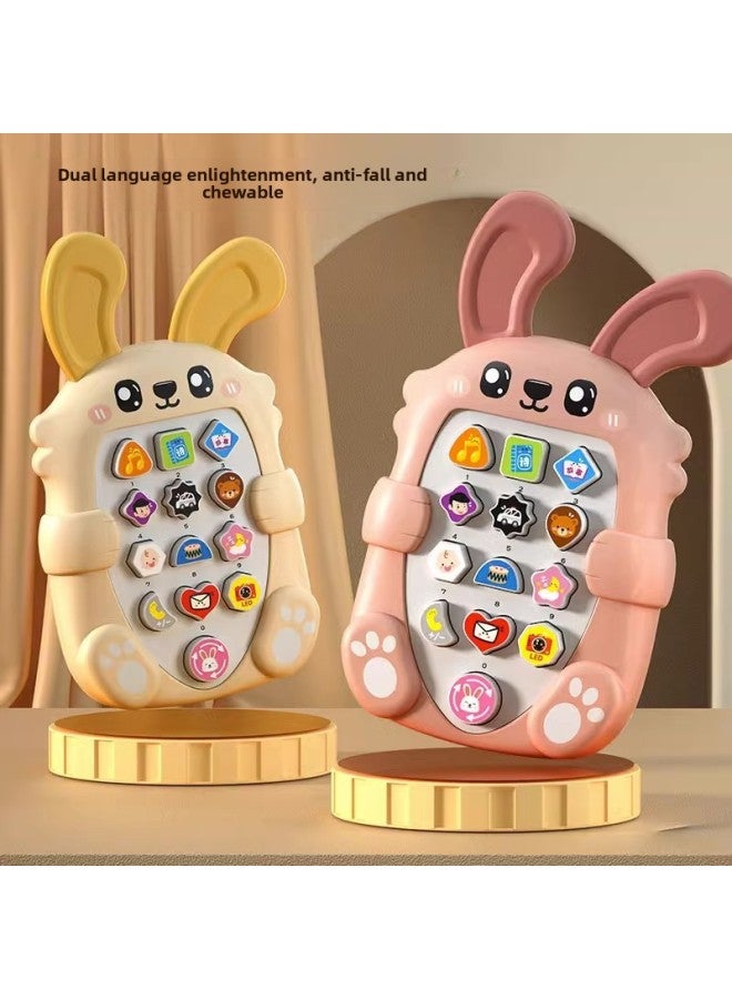 Children's Mobile Phone Toys Boys And Girls Baby Puzzle Early Education Baby Bite Music Model Simulation Telephone-Color:Bunny⭐◆ Pink (battery Version + Anti-drop Lanyard + Screwdriver) - Image 2