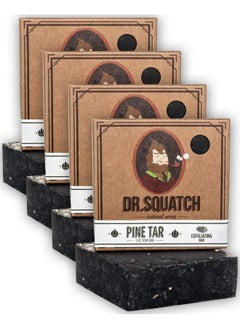 Dr. Squatch Pine Tar Soap 4Pack Bundle Bar Soap For Men With Natural Woodsy Scent And Skin Exfoliating Scrub Handmade With Pine Coconut Olive Organic Oils In Usa (4 Bar Set)  - Image 1