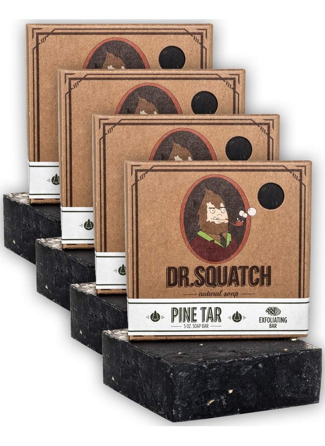 Dr. Squatch Pine Tar Soap 4Pack Bundle Bar Soap For Men With Natural Woodsy Scent And Skin Exfoliating Scrub Handmade With Pine Coconut Olive Organic Oils In Usa (4 Bar Set)  - Image 1