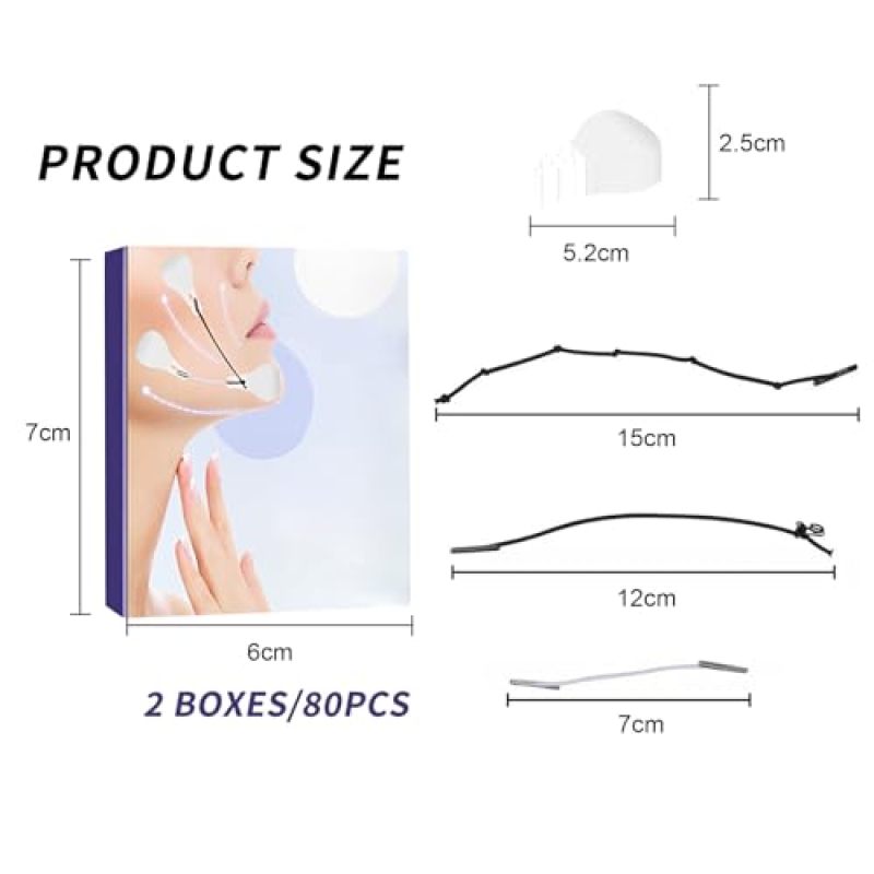 Face Lift Tape Ultra-Thin Invisible Waterproof Skin Lifting Strips - Instant Wrinkle Lift V Face Shaping Tape for Double Chin Reduction - Image 2