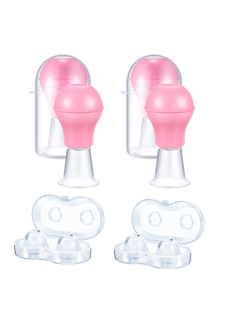 SUNSAR 4 Pieces Nipple Suction Cups Nipple Corrector Sucker for Breastfeeding Inverted Flat Nipples Aspirator Puller - Image 1