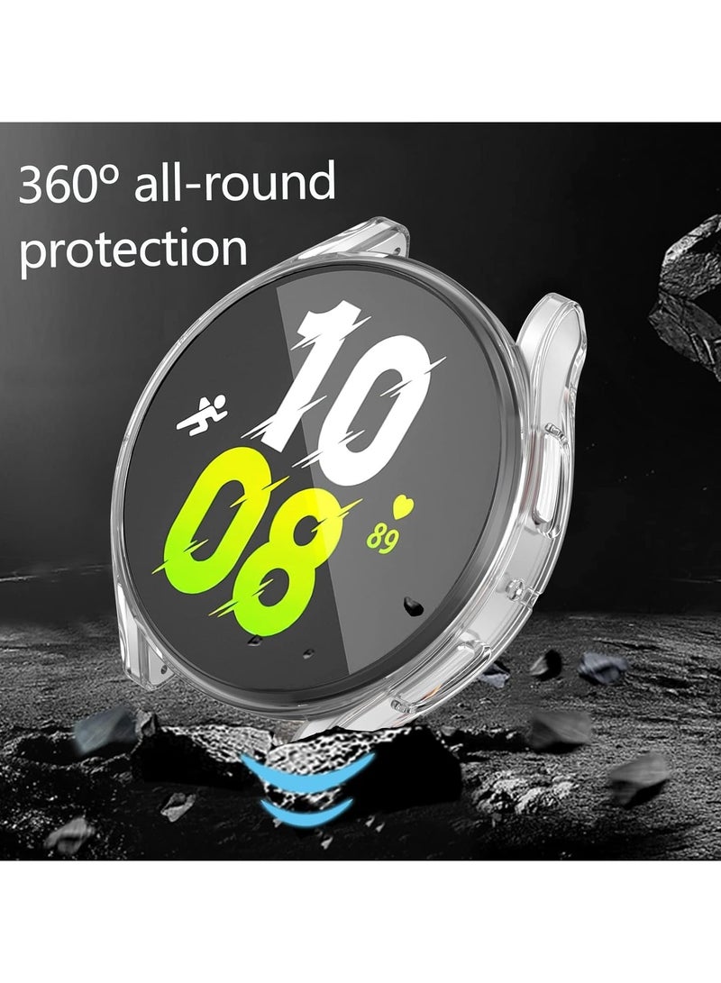 حافظة ELMO3EZZ متوافقة مع ساعة سامسونج جالاكسي 4 44 ملم جالاكسي ووتش 4 44 ملم واقي شاشة 44 ملم TPU مضاد للخدش غطاء حماية كامل للوجه (شفاف، 44 ملم) - Image 4