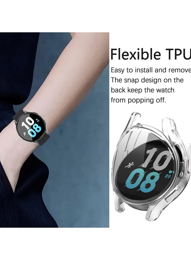 حافظة ELMO3EZZ متوافقة مع ساعة سامسونج جالاكسي 4 44 ملم جالاكسي ووتش 4 44 ملم واقي شاشة 44 ملم TPU مضاد للخدش غطاء حماية كامل للوجه (شفاف، 44 ملم) - Image 2
