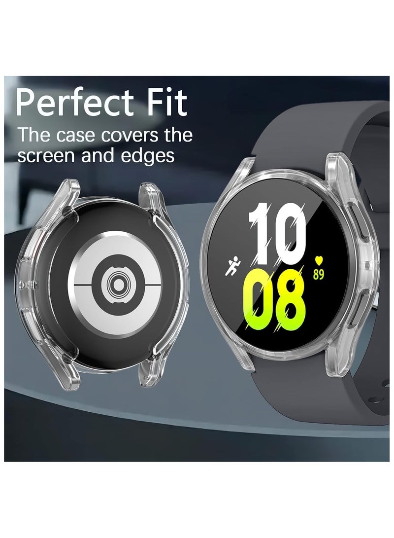 حافظة ELMO3EZZ متوافقة مع ساعة سامسونج جالاكسي 4 44 ملم جالاكسي ووتش 4 44 ملم واقي شاشة 44 ملم TPU مضاد للخدش غطاء حماية كامل للوجه (شفاف، 44 ملم) - Image 3