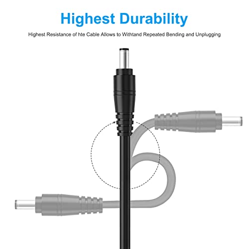 SIOCEN DC Power Pigtail Cable,16AWG DC Plug Barrel Connector Male 2.1mm x 5.5mm Male Plug to Bare Wire Open End Power Wire Supply Repair Cord for CCTV Security Camera,12V 24V 36V Adapter 3ft (16AWG) - Image 3