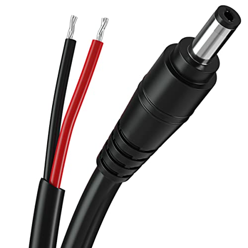 SIOCEN DC Power Pigtail Cable,16AWG DC Plug Barrel Connector Male 2.1mm x 5.5mm Male Plug to Bare Wire Open End Power Wire Supply Repair Cord for CCTV Security Camera,12V 24V 36V Adapter 3ft (16AWG) - Image 1