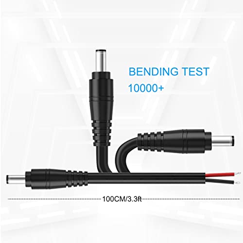 SIOCEN DC Power Pigtail Cable,16AWG DC Plug Barrel Connector Male 2.1mm x 5.5mm Male Plug to Bare Wire Open End Power Wire Supply Repair Cord for CCTV Security Camera,12V 24V 36V Adapter 3ft (16AWG) - Image 4