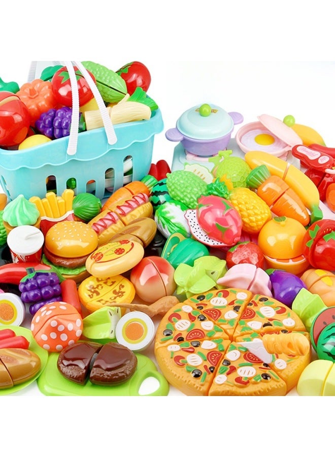 Kitchen Role-play Toy Set For Children Vegetable And Fruit Cutting Toys Early Education Pretend Play Tools Plastic Kitchenware-Color:11-piece Basket - Image 2