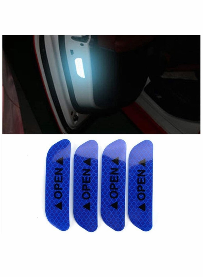 KASTWAVE ملصقات السيارات 24 قطعة ملصقات تحذير فتح باب السيارة الزرقاء عاكسة لمكافحة التصادم شريط السلامة والاحتياطات - Image 1