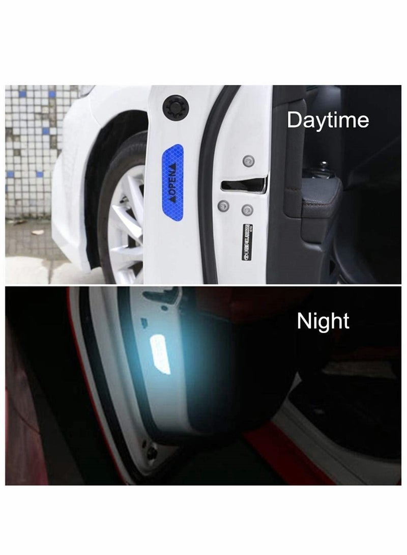 KASTWAVE ملصقات السيارات 24 قطعة ملصقات تحذير فتح باب السيارة الزرقاء عاكسة لمكافحة التصادم شريط السلامة والاحتياطات - Image 4