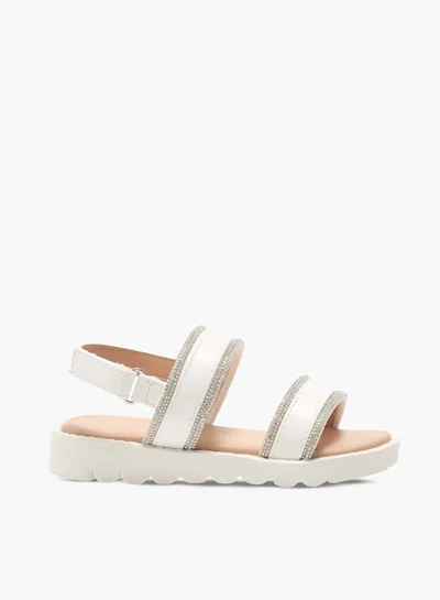 Flora Bella By Shoexpress Girls Embellished Strap Sandals With Hook And Loop Closure