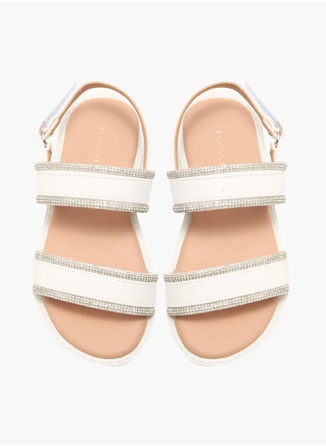 Flora Bella By Shoexpress Girls Embellished Strap Sandals With Hook And Loop Closure Ramadan Collection