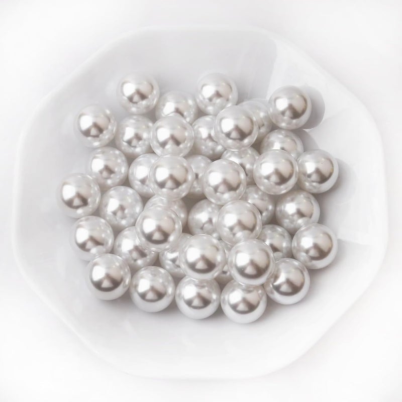 YIXUAN Elegant Glossy Polished Pearl Beads, 40pcs 20mm Non Drilled Plastic Pearls, Faux Pearl Beads Without Holes for Vase Filler, DIY Craft, Table Scatter, Wedding Decoration, Home Decoration - Image 1