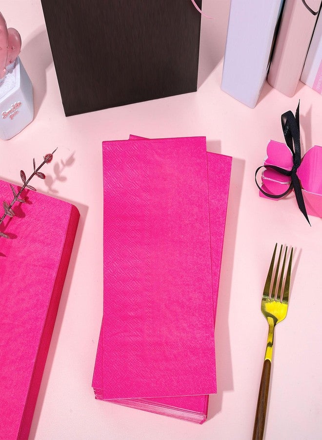 Whaline 100Pcs Hot Pink Guest Napkins Disposable Paper Dinner Napkin Party Decorative Hand Napkin Towel for Wedding Bridal Shower Birthday Celebration Party Supplies Table Decoration - Image 5