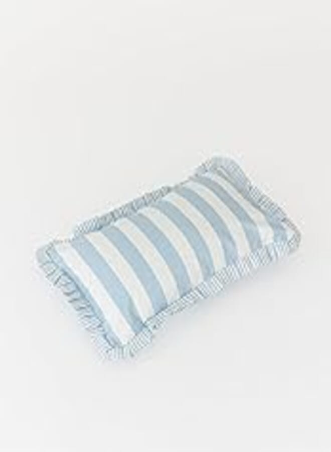 More Cottons Striped Cushion, 30 cm x 60 cm Size, Baby Blue