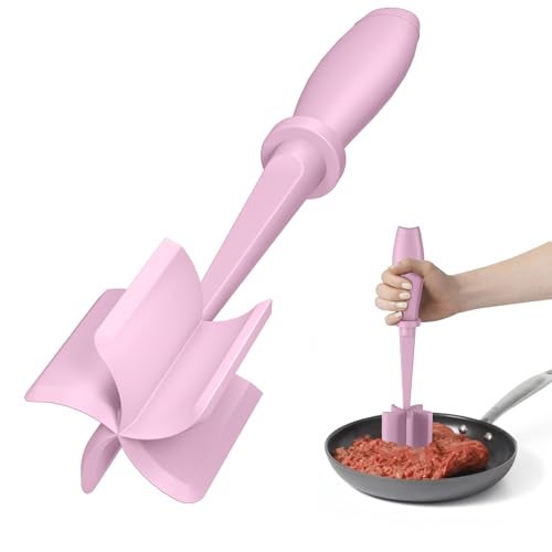 PGYARD Meat Chopper, Hamburger Grinder, Premium Heat Resistant Smasher for Ground Beef, Burger Grinder Nylon Potato Mix Tool-Pink - Image 1