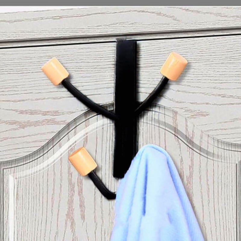 Durable Punch-Free Coat and Hat Hook, Black Metal Multi-Hook Door Back Hanger, Easy to Install Iron Hanging Rack, Space-Saving Organizer for Coats, Hats, Towels - Image 2