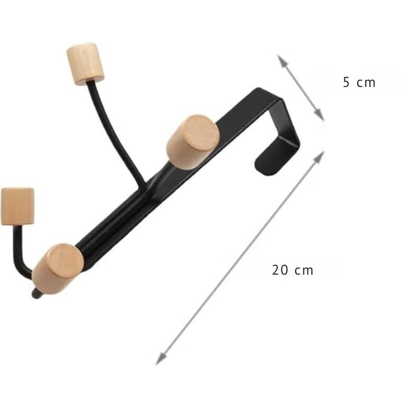 Durable Punch-Free Coat and Hat Hook, Black Metal Multi-Hook Door Back Hanger, Easy to Install Iron Hanging Rack, Space-Saving Organizer for Coats, Hats, Towels - Image 1