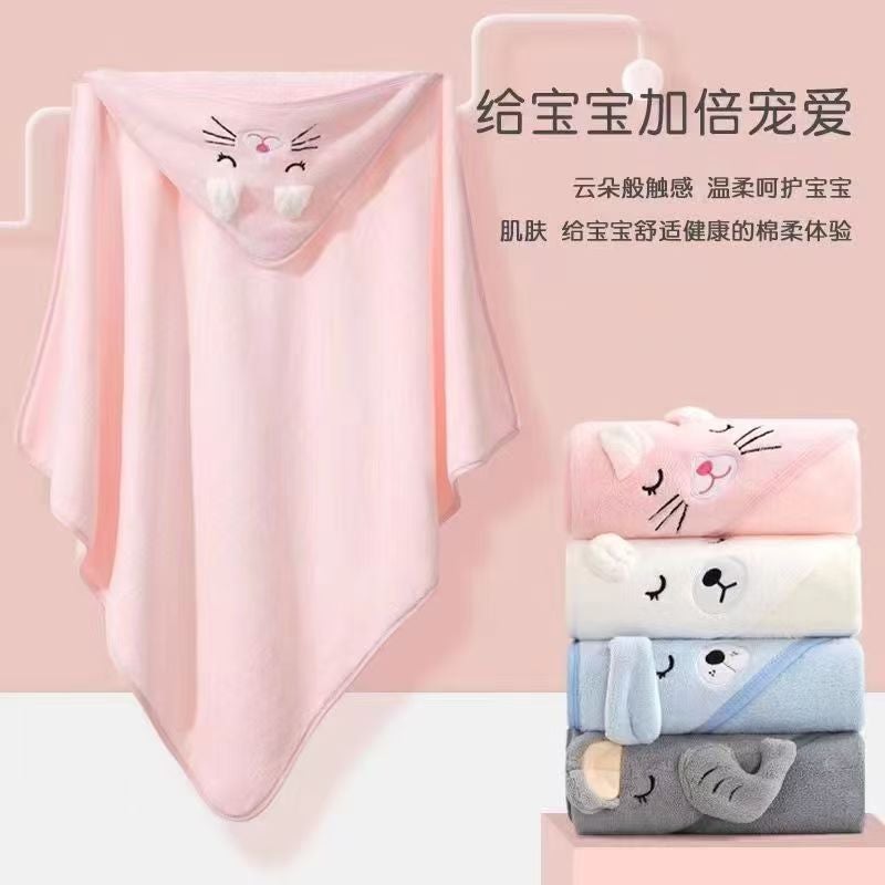 Large Wearing Absorbent Children'S Bath Towel Hooded Cloak Newborn Coral Fleece Cushion - Image 3