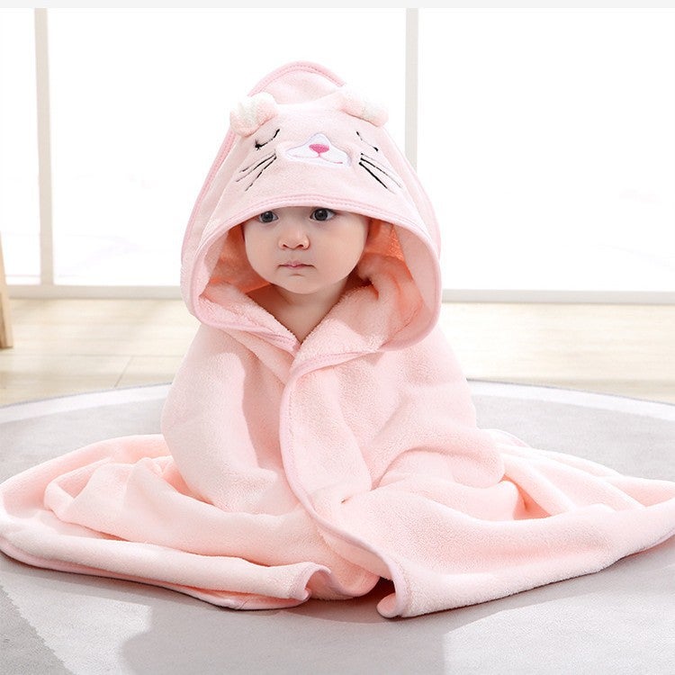 Large Wearing Absorbent Children'S Bath Towel Hooded Cloak Newborn Coral Fleece Cushion - Image 5