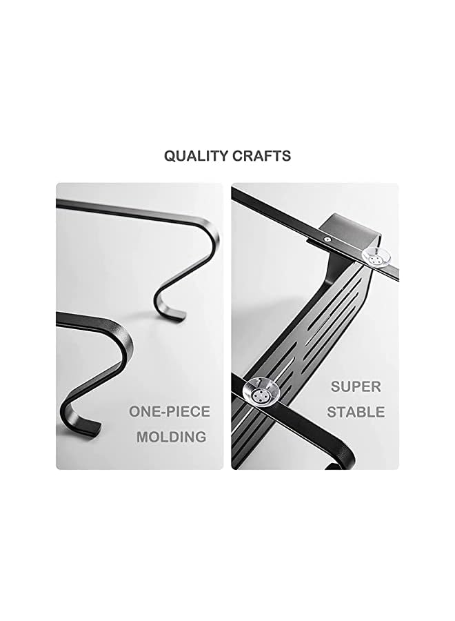 Raxoom Hanging Shower Caddy Over The Door Shower Organizer Aluminum Shower Shelf Storage Rack (Black) - Image 5