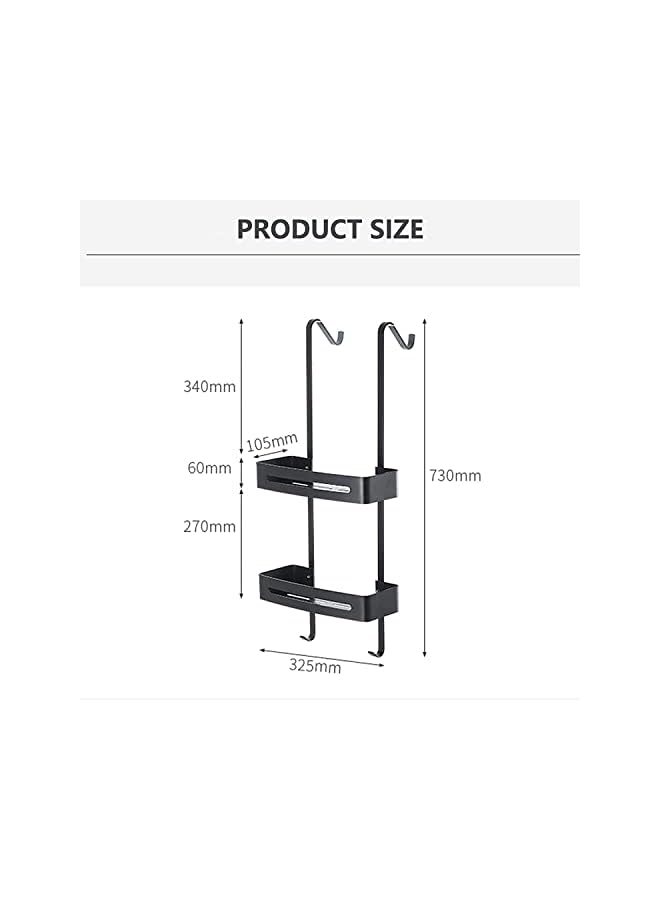 Raxoom Hanging Shower Caddy Over The Door Shower Organizer Aluminum Shower Shelf Storage Rack (Black) - Image 3