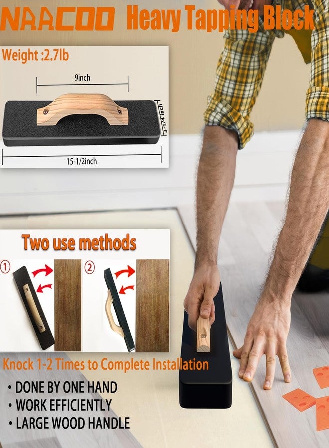 NAACOO Laminate/Vinyl Flooring Tools, NAACOO Heavy Tapping Block for Vinyl Plank Floor, Heavy Pull Bar, 10”Contour Gauge, 40pc Flooring Spacers, Rubber Mallet - 5 in 1 Floor Installation Kit - Image 2
