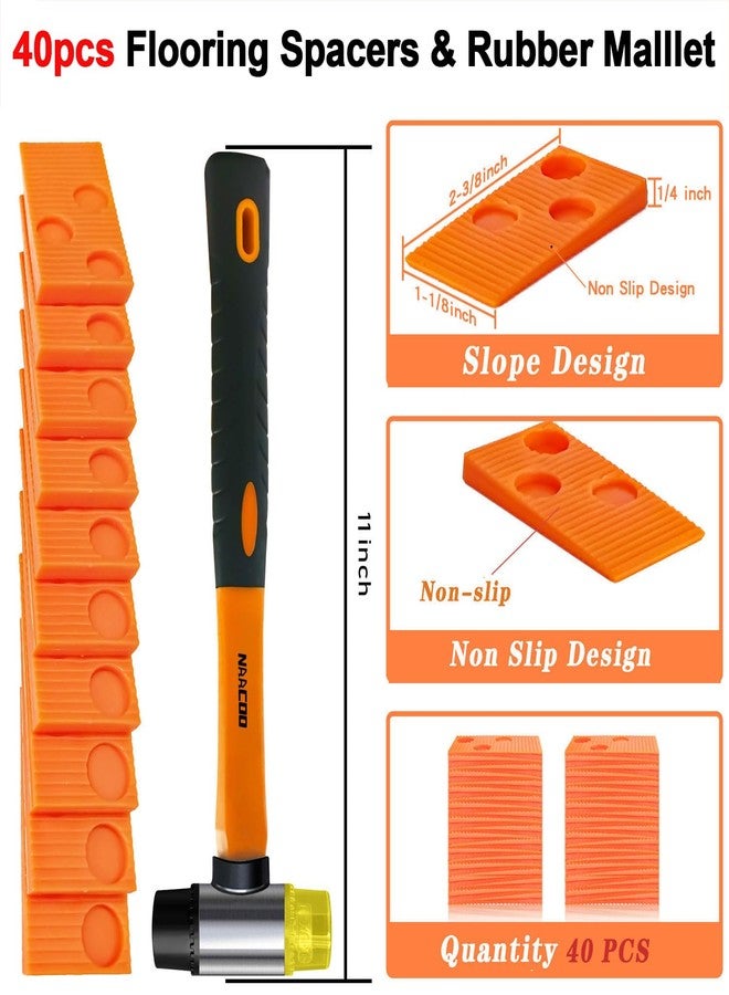 NAACOO Laminate/Vinyl Flooring Tools, NAACOO Heavy Tapping Block for Vinyl Plank Floor, Heavy Pull Bar, 10”Contour Gauge, 40pc Flooring Spacers, Rubber Mallet - 5 in 1 Floor Installation Kit - Image 5