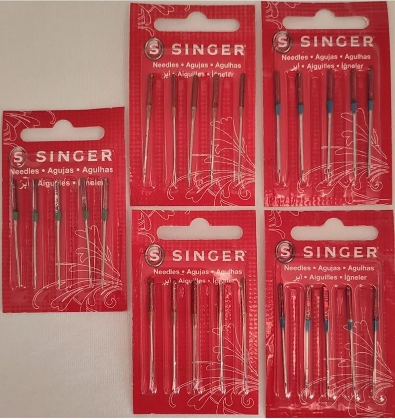 سينجر 9-11-14 Number Sewing Machine Needle Set of 5 9(1pk) 11(2pk) 14(2pk)
