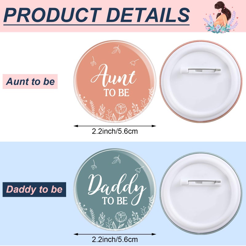 Loetere 10 Pcs Baby Shower Pin Back Buttons Mommy Daddy Aunt Uncle Grandma Grandpa to Be Baby Shower Party Favors Badge Gift, 2.2 Inch (Boho Rainbow) - Image 2