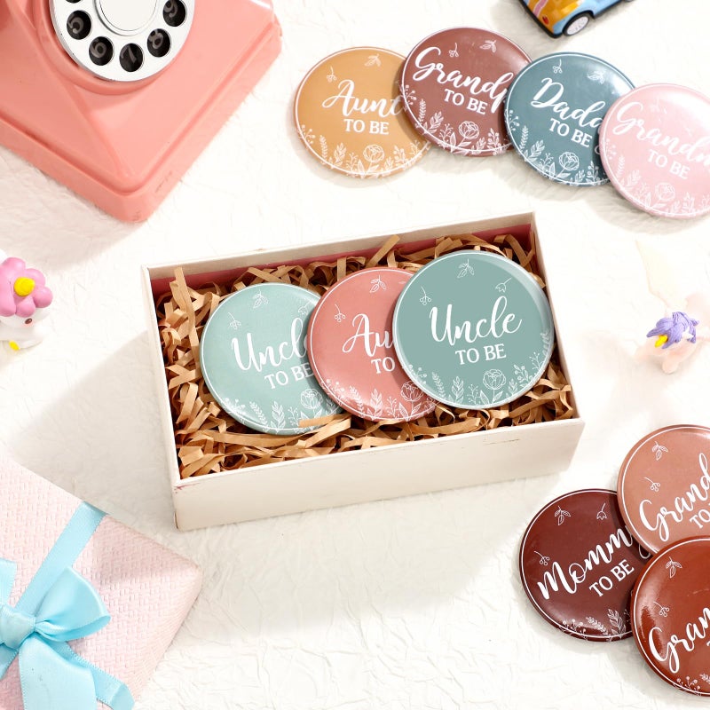 Loetere 10 Pcs Baby Shower Pin Back Buttons Mommy Daddy Aunt Uncle Grandma Grandpa to Be Baby Shower Party Favors Badge Gift, 2.2 Inch (Boho Rainbow) - Image 3