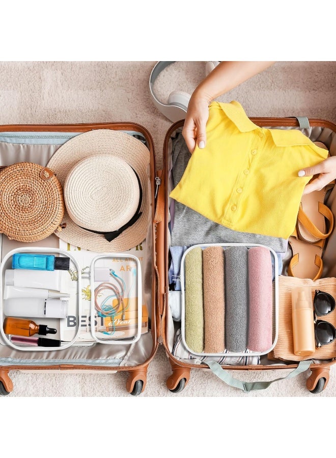 3 قطع من حافظات صلبة شفافة بسحّاب، منظمات محمولة شفافة لتخزين المنزل، حقيبة سفر بلاستيكية مزدوجة السحّاب، حقيبة تجميل لأدوات المكياج، مستلزمات النظافة أو تخزين الألعاب - Image 5