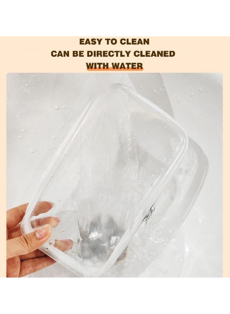 3 قطع من حافظات صلبة شفافة بسحّاب، منظمات محمولة شفافة لتخزين المنزل، حقيبة سفر بلاستيكية مزدوجة السحّاب، حقيبة تجميل لأدوات المكياج، مستلزمات النظافة أو تخزين الألعاب - Image 4