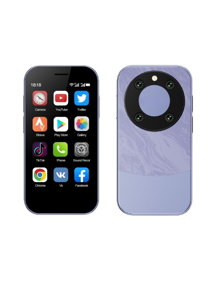 AROAQ Mini Smartphone, Lightweight HD Display Small Smartphone, Easy To Carry Face Recognition Mini Mobile Phone, Dual Cards Dual Standby Durable Cellphone, (1pc, Purple) - Image 1