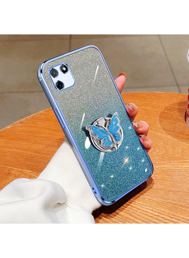 erorex Case For Realme C11 Plated Gradient Glitter Butterfly Holder TPU Phone Case - Image 1
