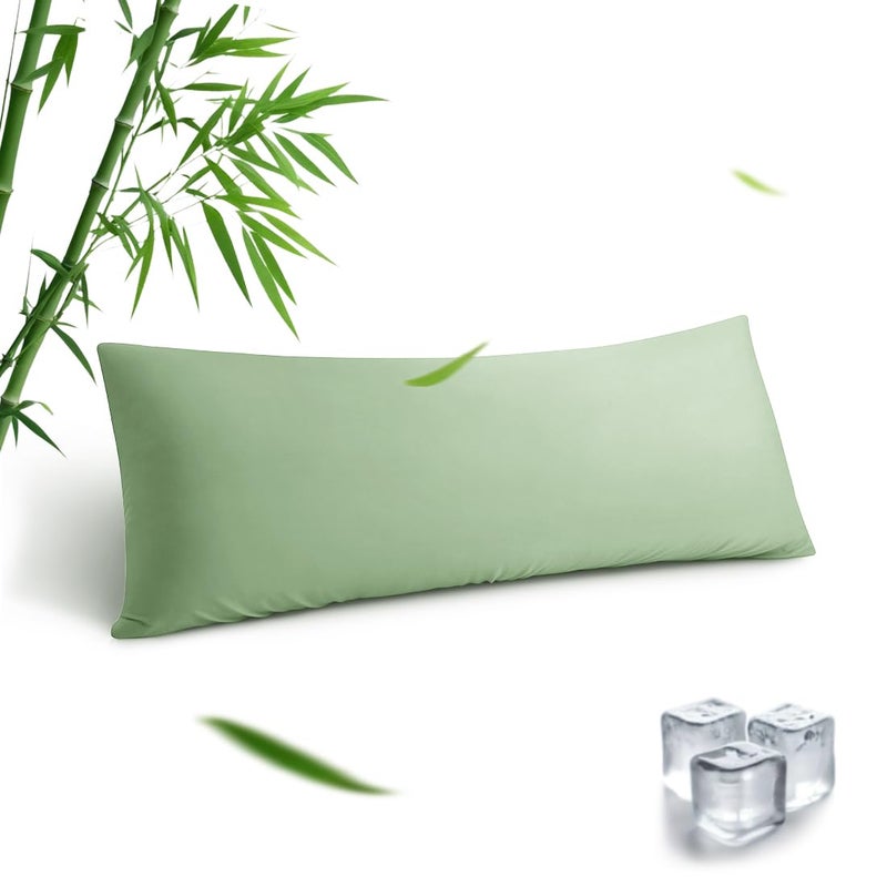 Parkdeny Body Pillowcase  Cooling Viscose from Bamboo Pillow Cover with Zipper Closure  Soft Moisture-Wicking for Hot Sleepers  Hair and Skin-Friendly  Green  1 Pack - Image 1