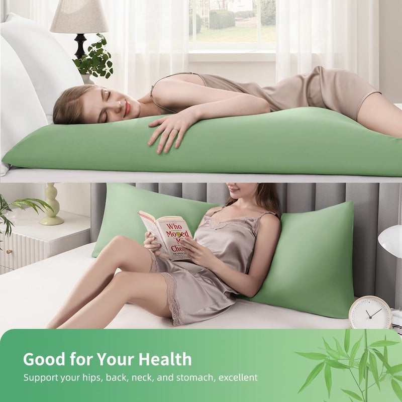 Parkdeny Body Pillowcase  Cooling Viscose from Bamboo Pillow Cover with Zipper Closure  Soft Moisture-Wicking for Hot Sleepers  Hair and Skin-Friendly  Green  1 Pack - Image 2