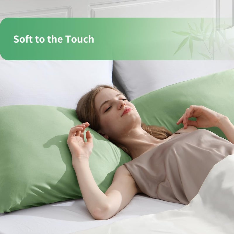 Parkdeny Body Pillowcase  Cooling Viscose from Bamboo Pillow Cover with Zipper Closure  Soft Moisture-Wicking for Hot Sleepers  Hair and Skin-Friendly  Green  1 Pack - Image 3