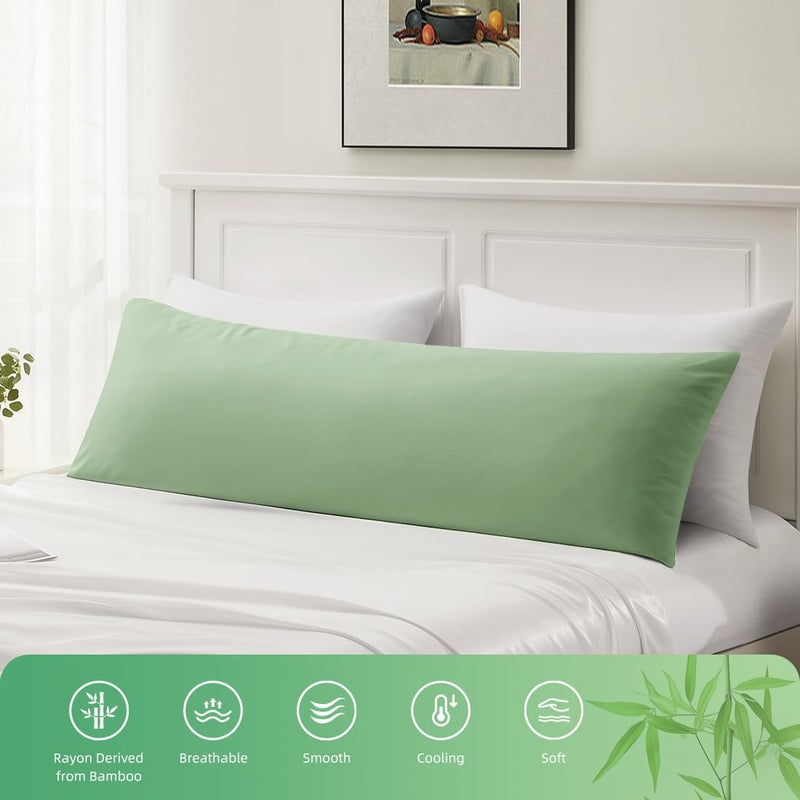 Parkdeny Body Pillowcase  Cooling Viscose from Bamboo Pillow Cover with Zipper Closure  Soft Moisture-Wicking for Hot Sleepers  Hair and Skin-Friendly  Green  1 Pack - Image 5