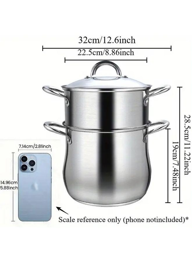 Hc Extra Thick 9.45 Inch Double Layer Steamer Pot with Reinforced Base Handles Steaming Rack and Soup Pot Set Steam Cook Simultaneously Compatible Gas and Induction Cookers Modern Kitchenware Durable Cookware - Image 3