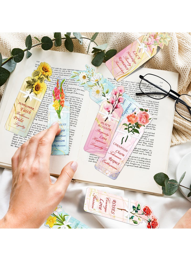 20Pcs Floral Style Paper Bookmarks,Inspirational Quote Flowers Bookmark Set,Colorful Motivational Word Book Markers Gifts for Kids Women Girls - Image 3