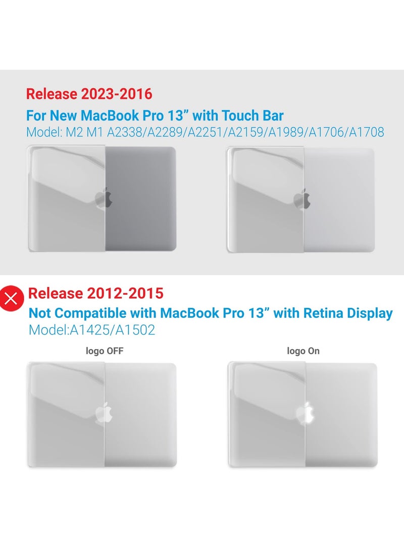 سانموجيد - حافظة SANMUGEED لحافظة MacBook Pro مقاس 13 بوصة M2 2024، 2023، 2022-2016 A2338 M1 A2251 A2251 A2289 A2159 A2159 A2159 A1708 A1708 A1706 مع/بدون شريط اللمس، غطاء غلاف بلاستيكي صلب، شفاف كريستالي - Image 1