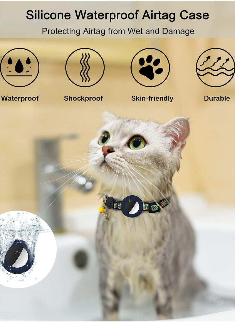 Generic - Adjustable Breakaway Cat Collar with Bell and AirTag Holder Case - Geometric Pattern, Compatible with Apple AirTag, Perfect for Kittens and Cats. - Image 1
