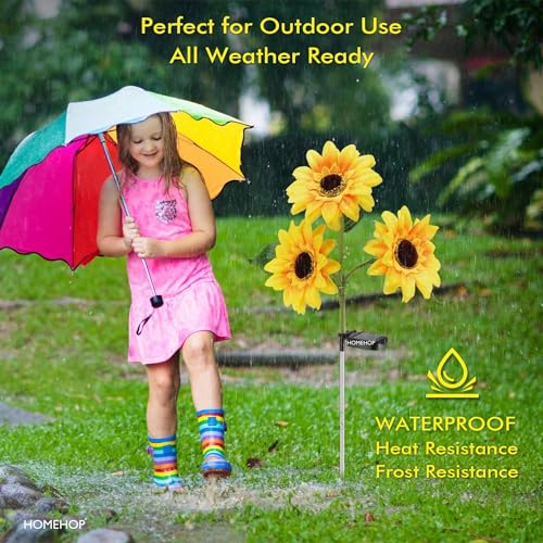 Homehop Solar Light Outdoor Garden Waterproof 30 Led 3 Sunflowers in One Plant Decoration Lamp for Outdoor, Landscape, Pathway, Balcony & Home Decor Automatic On/Off, (ABS, Pack of 1) - Image 3