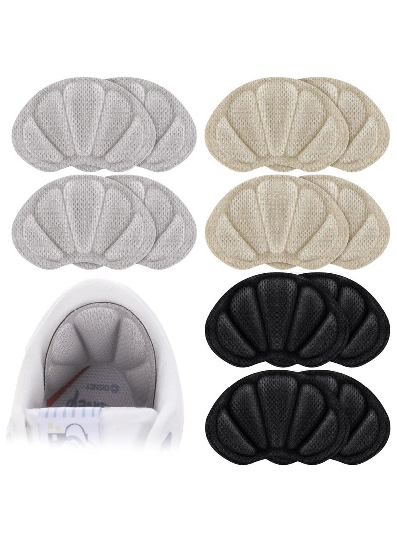 VIUAUAX 6 Pairs Heel Grips Liner Cushions Inserts for Loose Shoes Insert Pads for Too Big Shoes Heel Pads Snugs for Men Women Filler Improve Shoe Comfort, Prevent Heel Slip and Blister (Nude, Black, Grey) - Image 1