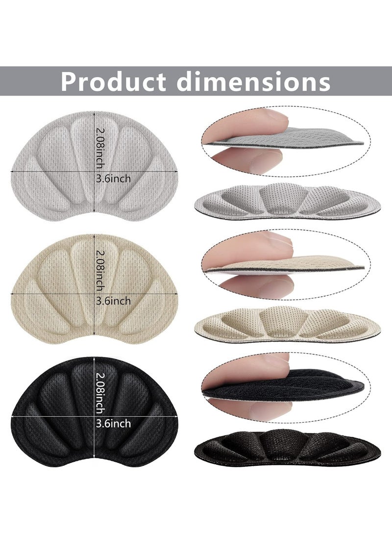 VIUAUAX 6 Pairs Heel Grips Liner Cushions Inserts for Loose Shoes Insert Pads for Too Big Shoes Heel Pads Snugs for Men Women Filler Improve Shoe Comfort, Prevent Heel Slip and Blister (Nude, Black, Grey) - Image 2