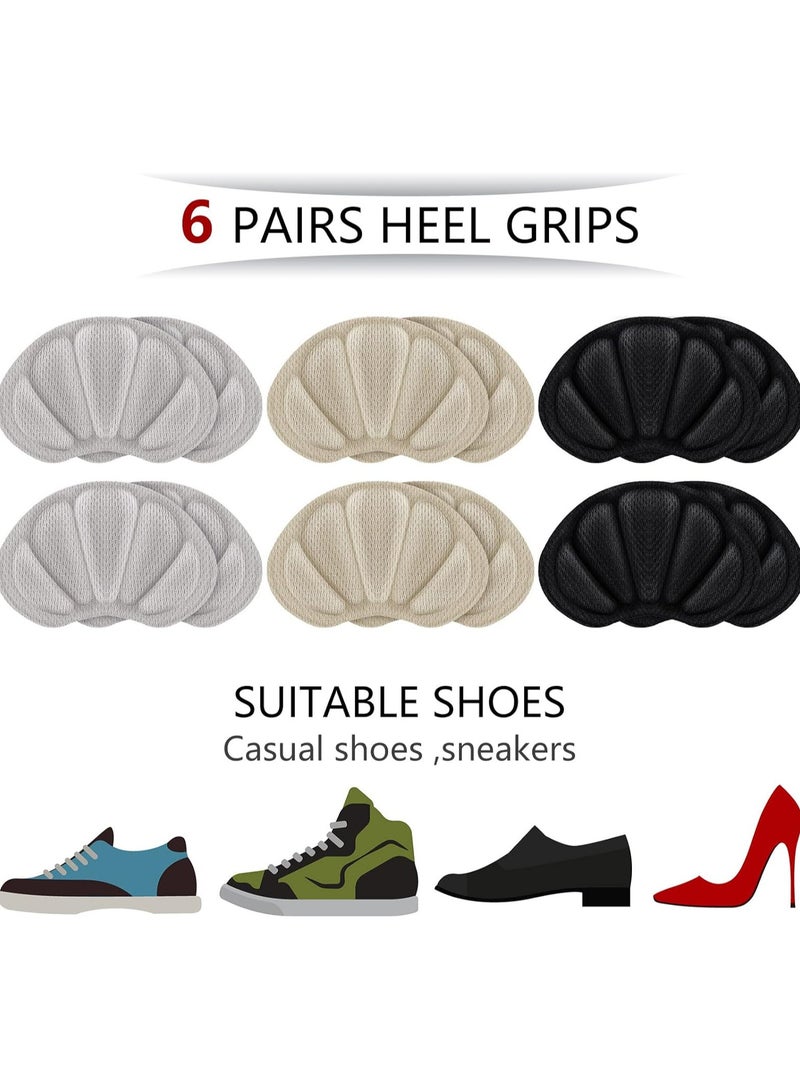 VIUAUAX 6 Pairs Heel Grips Liner Cushions Inserts for Loose Shoes Insert Pads for Too Big Shoes Heel Pads Snugs for Men Women Filler Improve Shoe Comfort, Prevent Heel Slip and Blister (Nude, Black, Grey) - Image 5